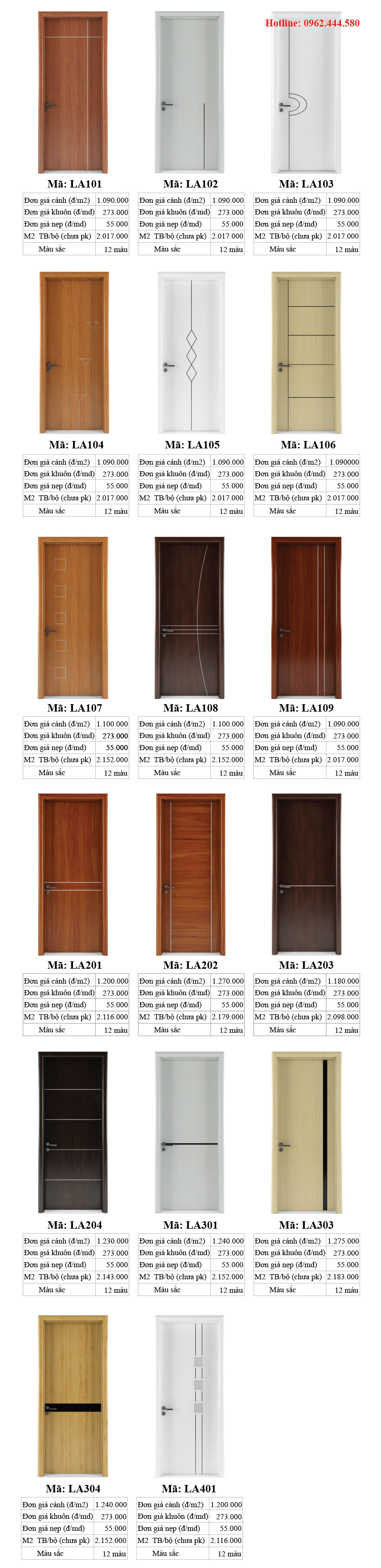 Bảng giá cửa gỗ công nghiệp Huge